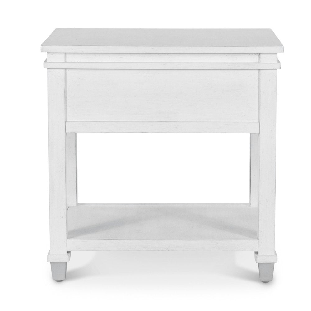 Point Breeze - 1-Drawer Chairside Table - Fresh White with Soft Grey Glaze