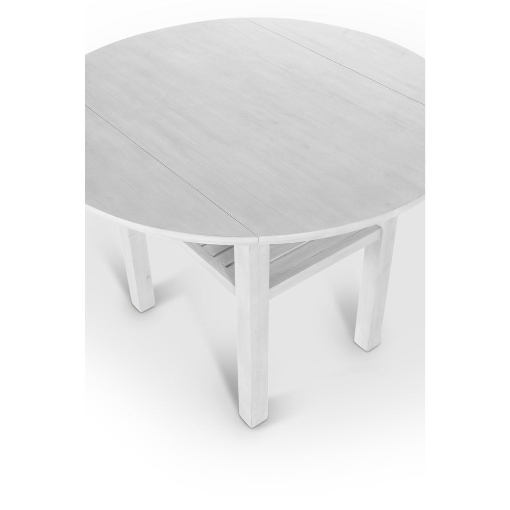 Geneva - 42" Drop Leaf Dining Table with Shelf - Distressed White Finish