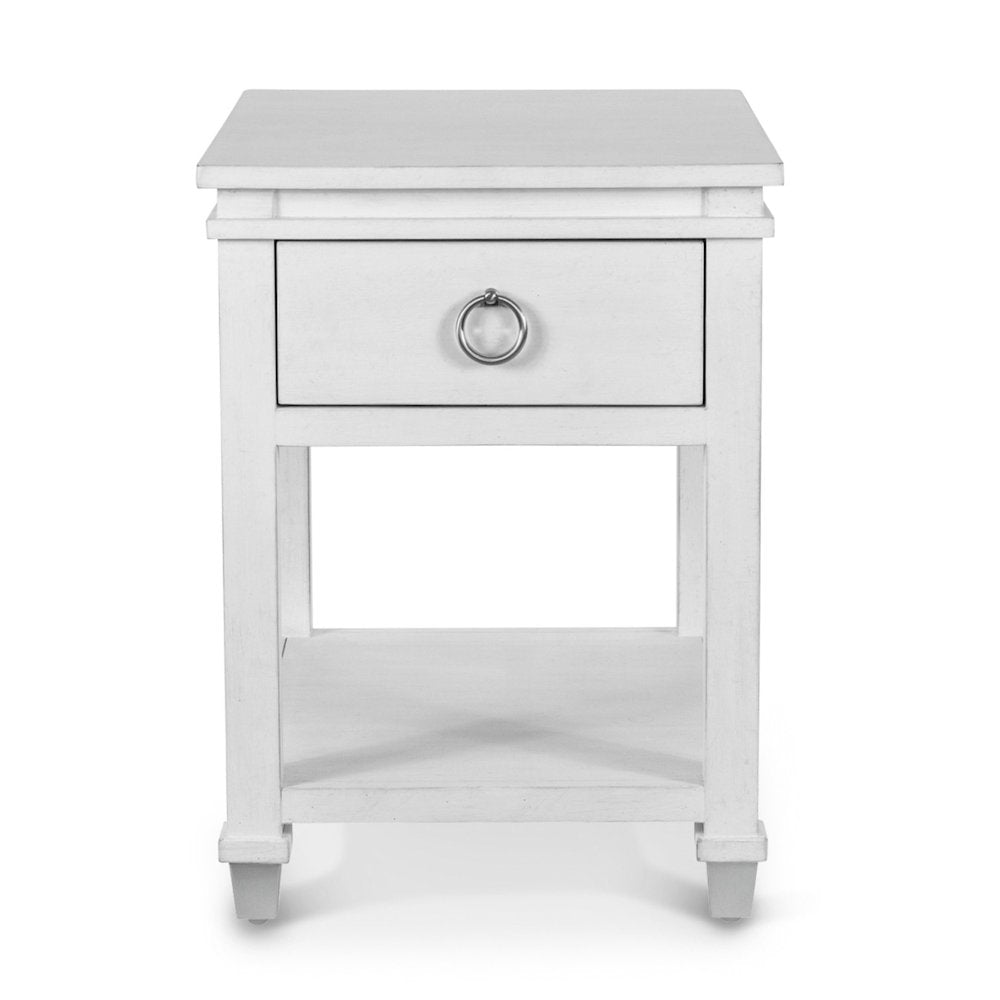 Point Breeze - 1-Drawer Chairside Table - Fresh White with Soft Grey Glaze