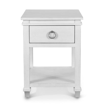 Point Breeze - 1-Drawer Chairside Table - Fresh White with Soft Grey Glaze