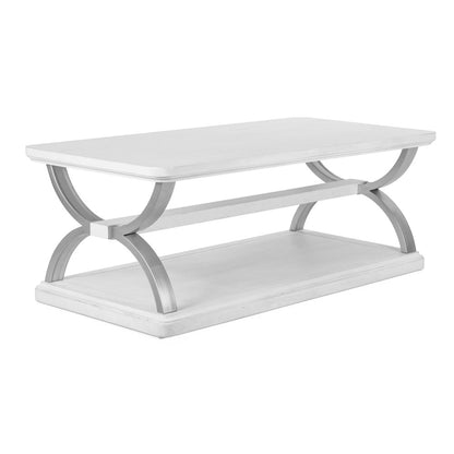 Point Breeze - Rectangular Coffee Table with Metal and Castors - Fresh White