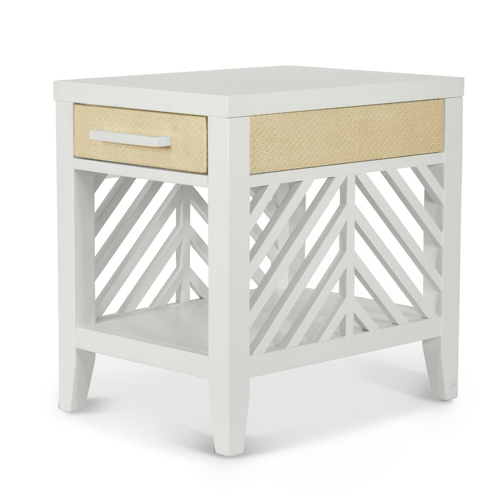 Miramar - 1-Drawer Chairside Table - Sand and Stark White Finish