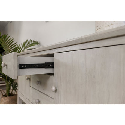 Geneva - 2-Door / 3-Drawer Credenza - Distressed White Finish