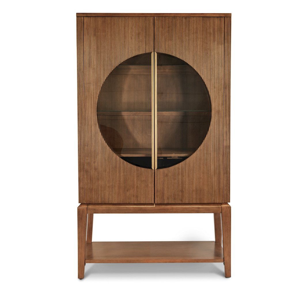Manhattan Valley - Curio with Touch Lighting - Vintage Chestnut Finish