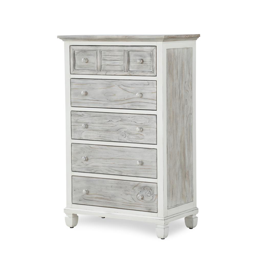 Islamorada - 5 Drawer Chest - Dapple Grey and Blanc Finish