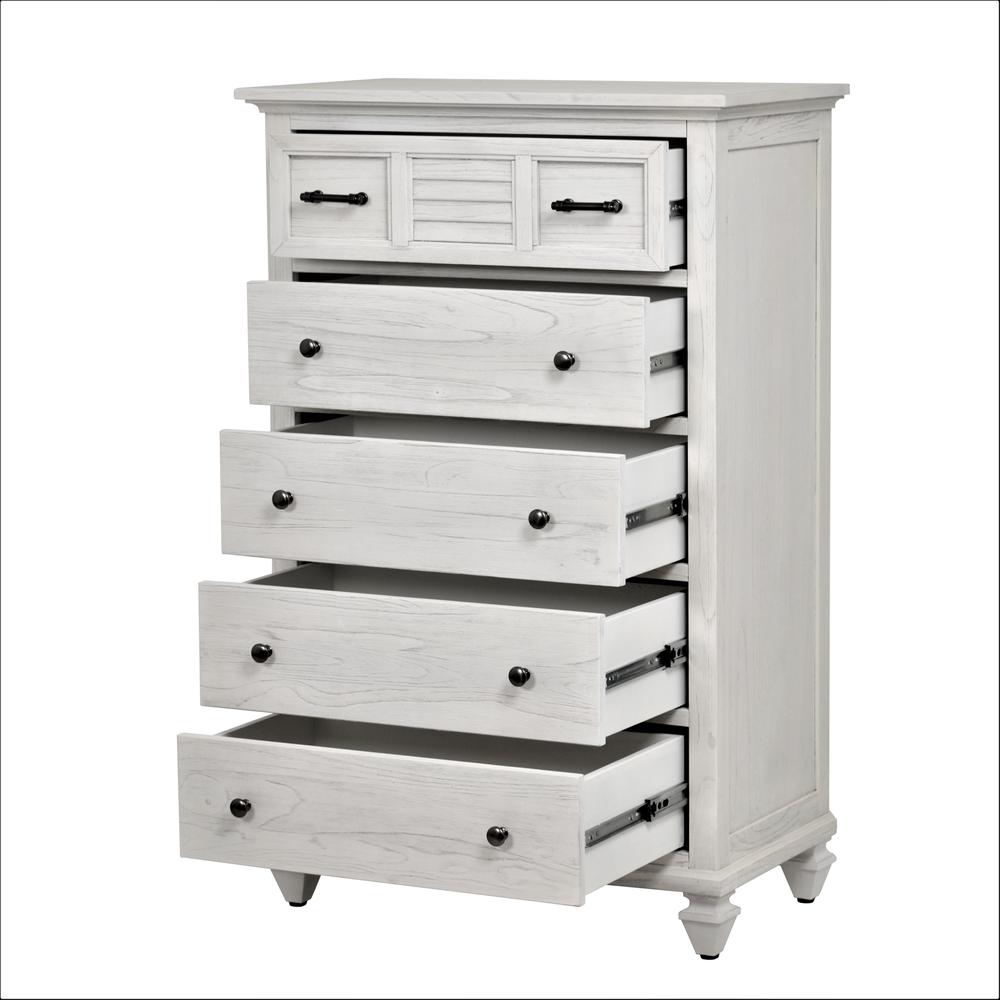 Surfside - 5 Drawer Chest - Weathered White Finish