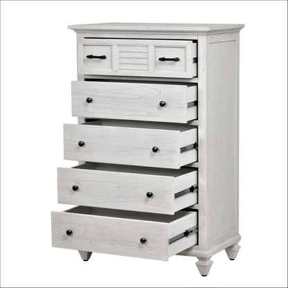 Surfside - 5 Drawer Chest - Weathered White Finish