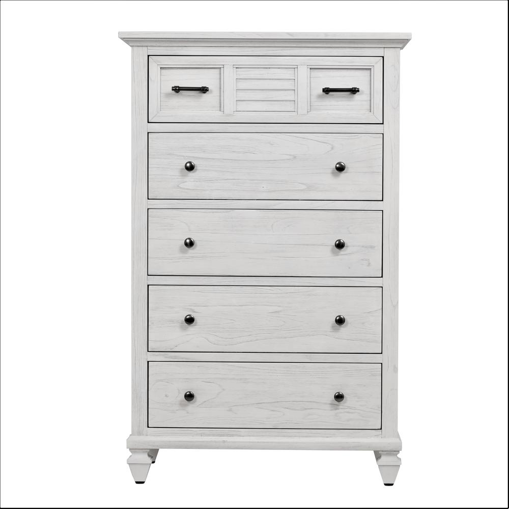 Surfside - 5 Drawer Chest - Weathered White Finish