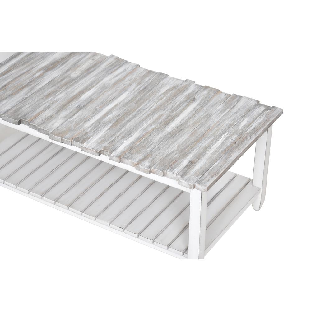Picket Fence - Coffee Table - Distressed Grey, White Finish