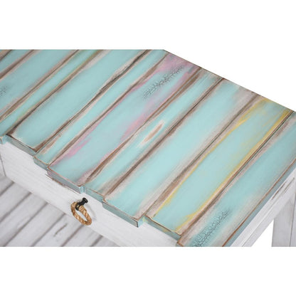 Picket Fence - Console Table - Distressed Bleu, White Finish
