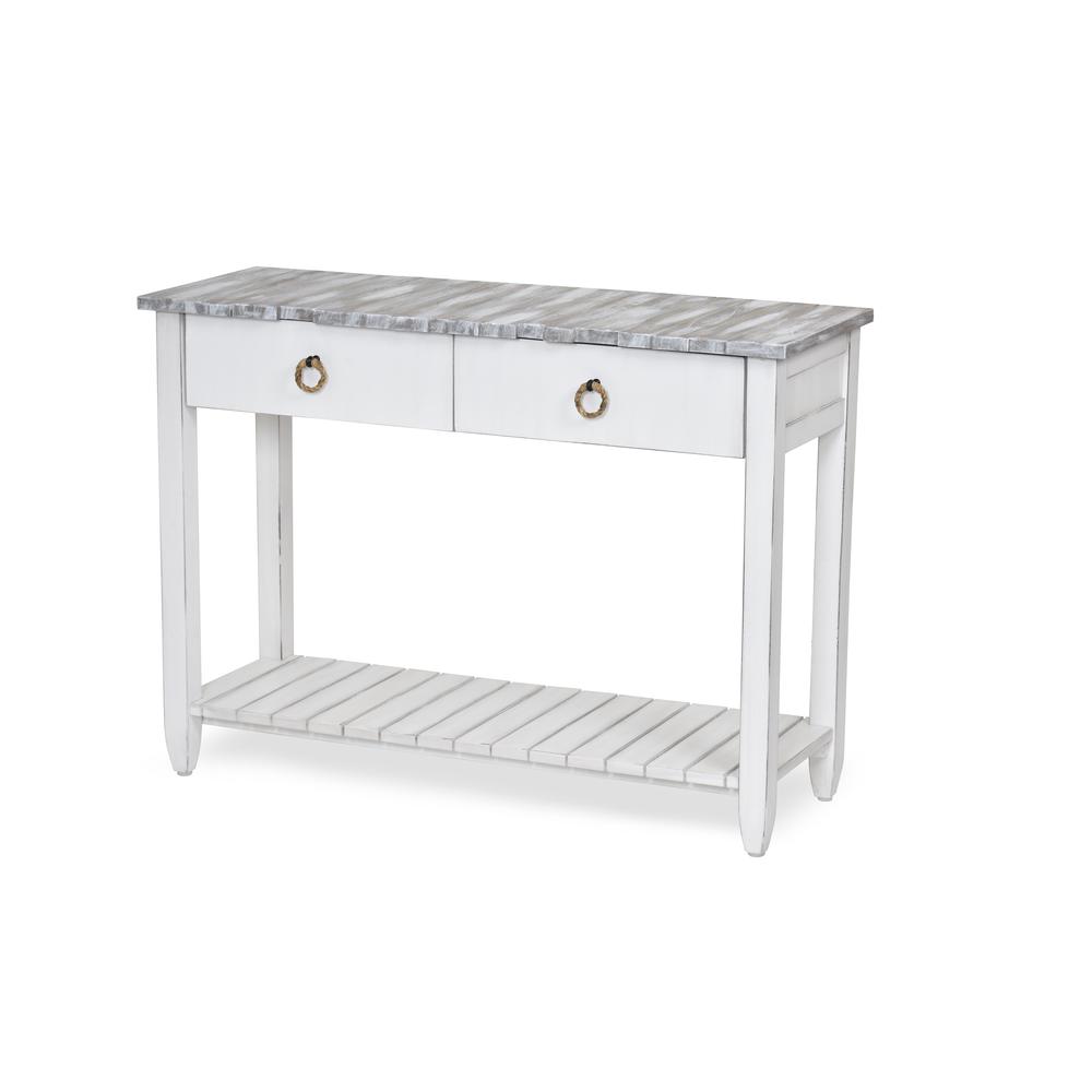 Picket Fence - Console Table - Distressed Grey, White Finish