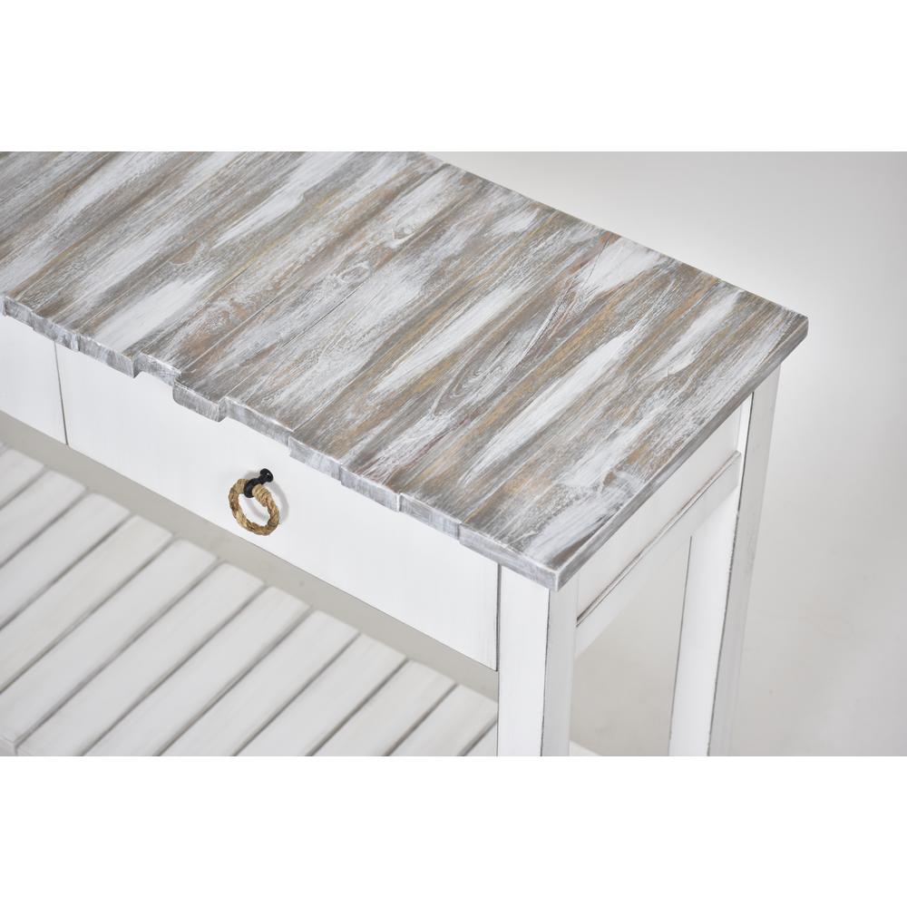 Picket Fence - Console Table - Distressed Grey, White Finish
