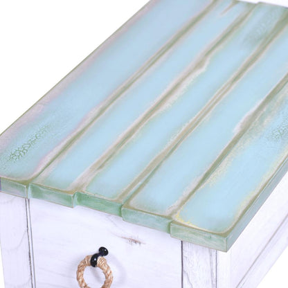Picket Fence - Chairside Table - Distressed Bleu, White Finish