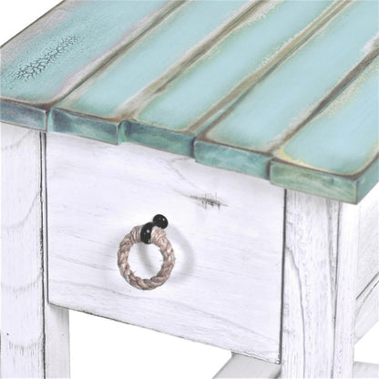 Picket Fence - Chairside Table - Distressed Bleu, White Finish