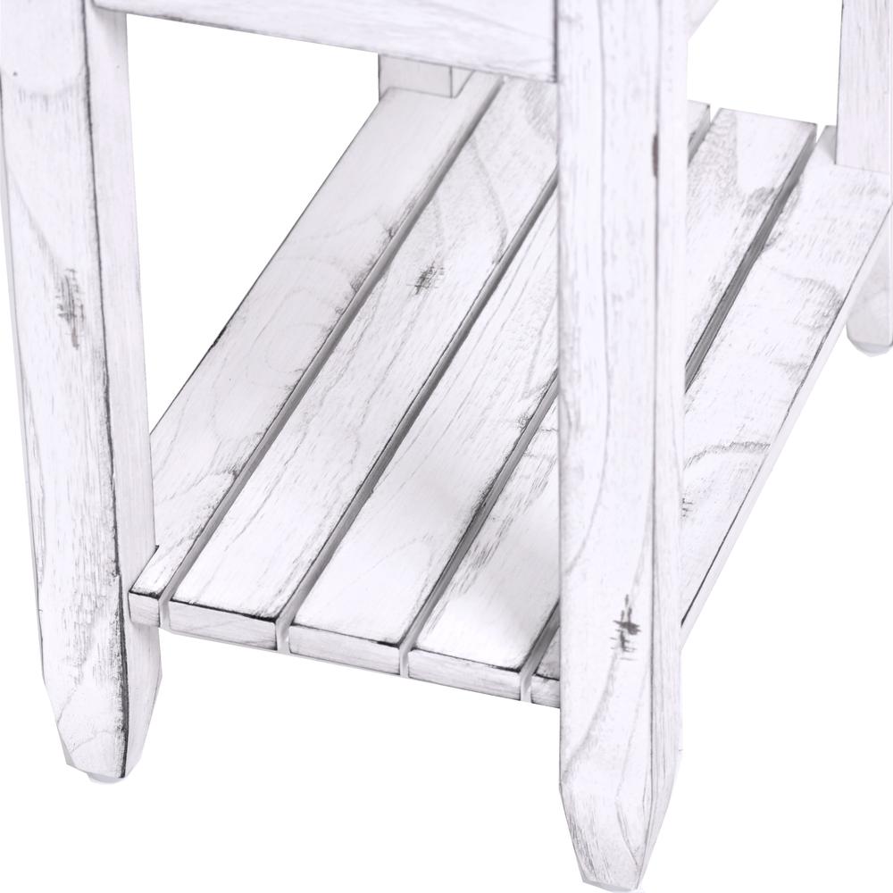 Picket Fence - Chairside Table - Distressed Bleu, White Finish