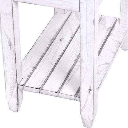 Picket Fence - Chairside Table - Distressed Bleu, White Finish