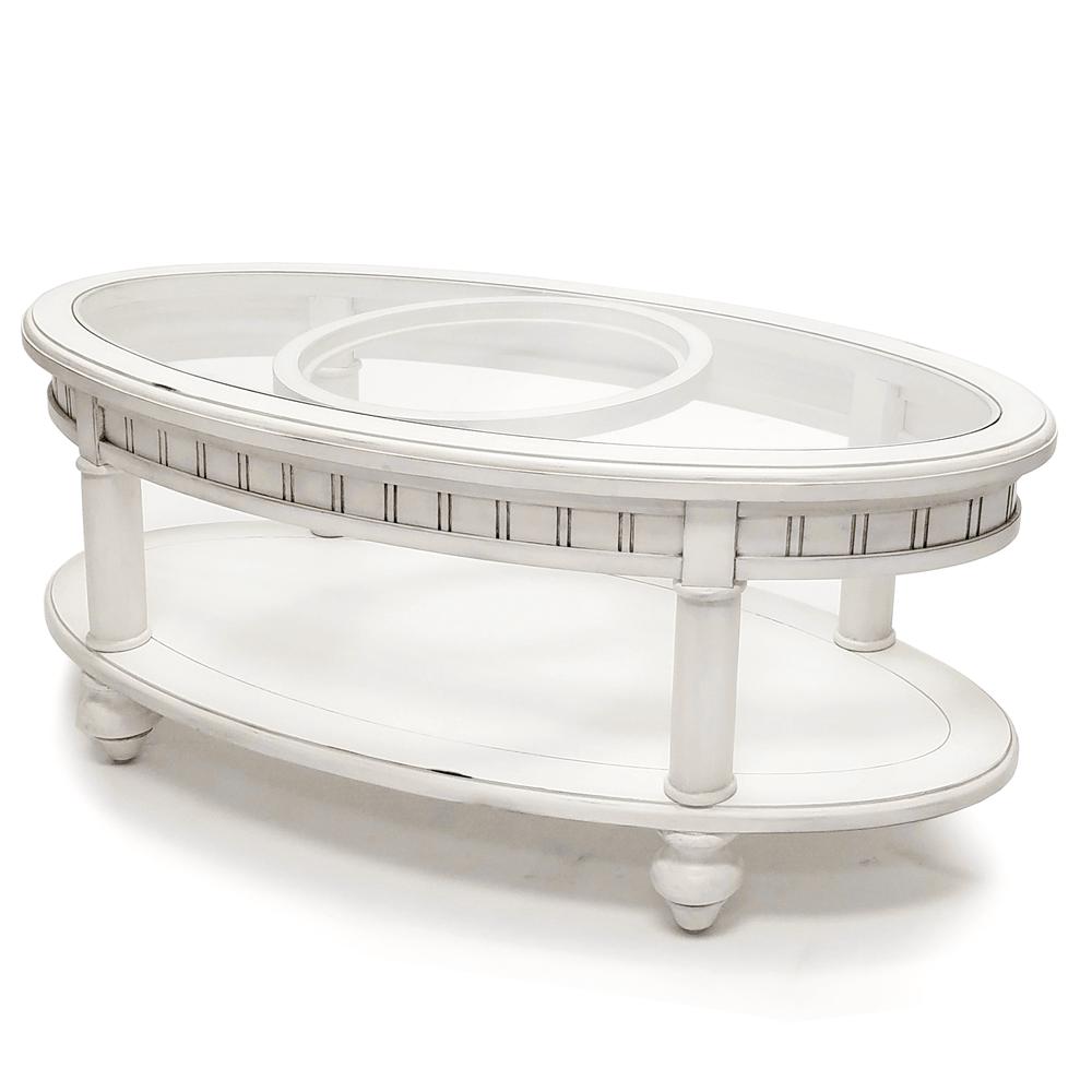 Monaco - Oval Coffee Table - No Insert - Blanc Finish