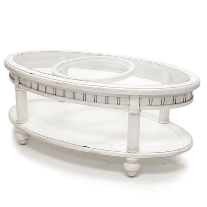 Monaco - Oval Coffee Table - No Insert - Blanc Finish