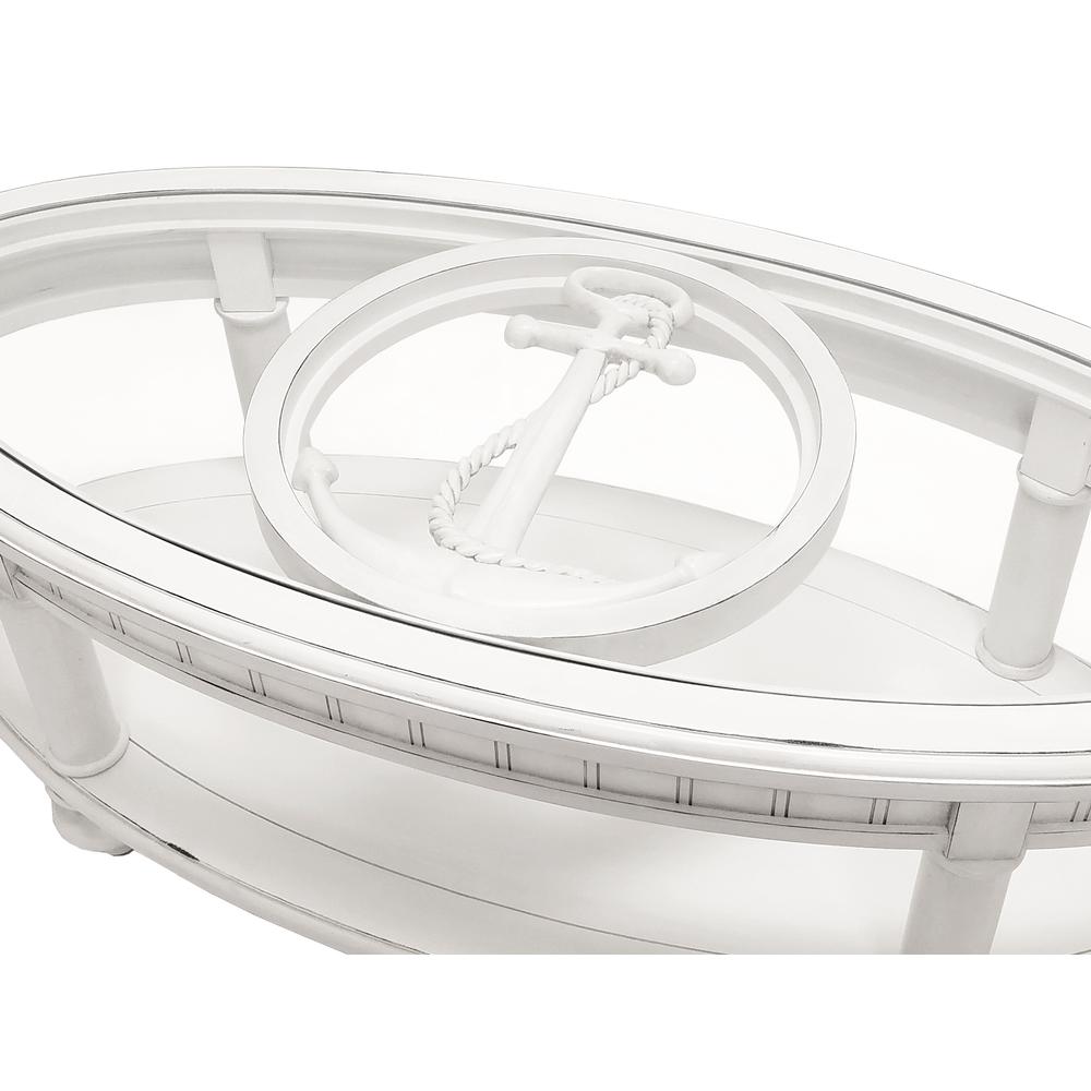 Monaco - Oval Coffee Table - No Insert - Blanc Finish