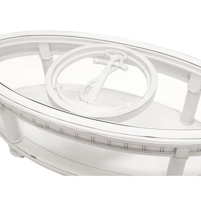 Monaco - Oval Coffee Table - No Insert - Blanc Finish