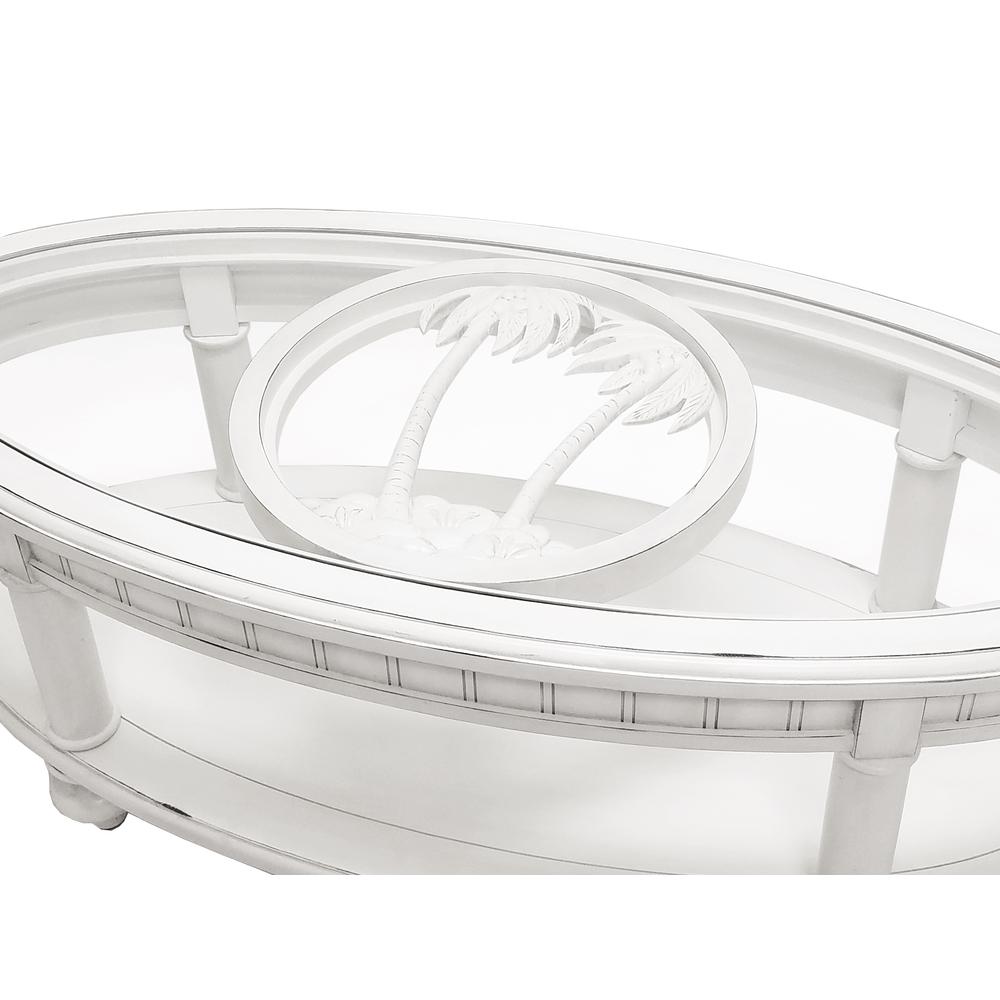 Monaco - Oval Coffee Table - No Insert - Blanc Finish