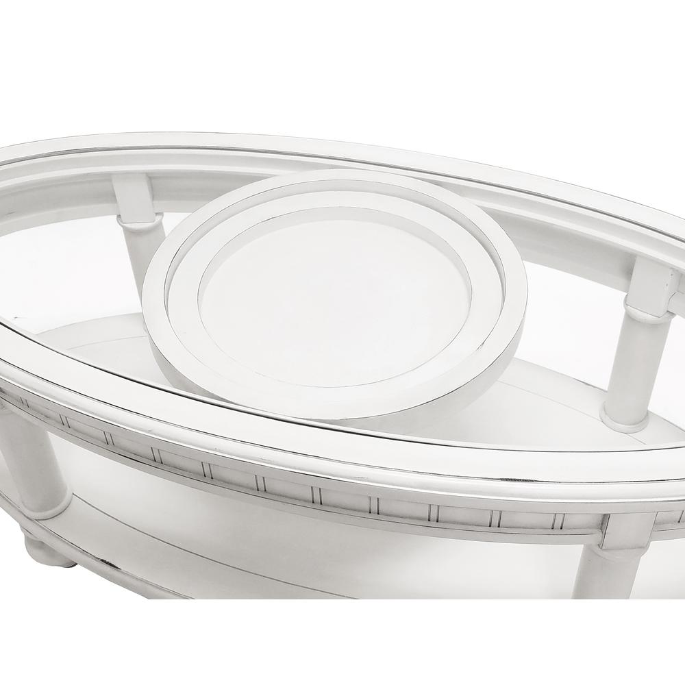 Monaco - Oval Coffee Table - No Insert - Blanc Finish