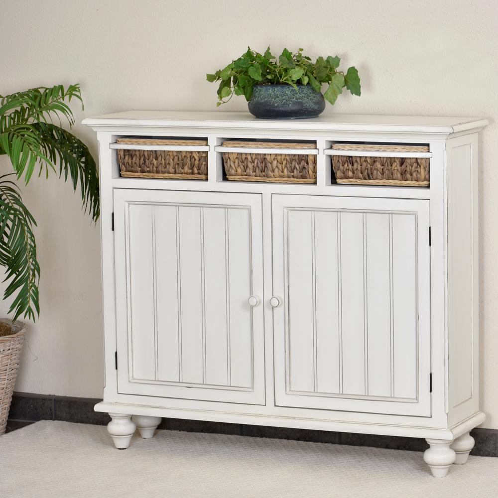 Monaco - Entry Cabinet with Baskets - Blanc Finish