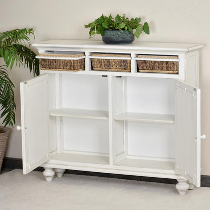 Monaco - Entry Cabinet with Baskets - Blanc Finish