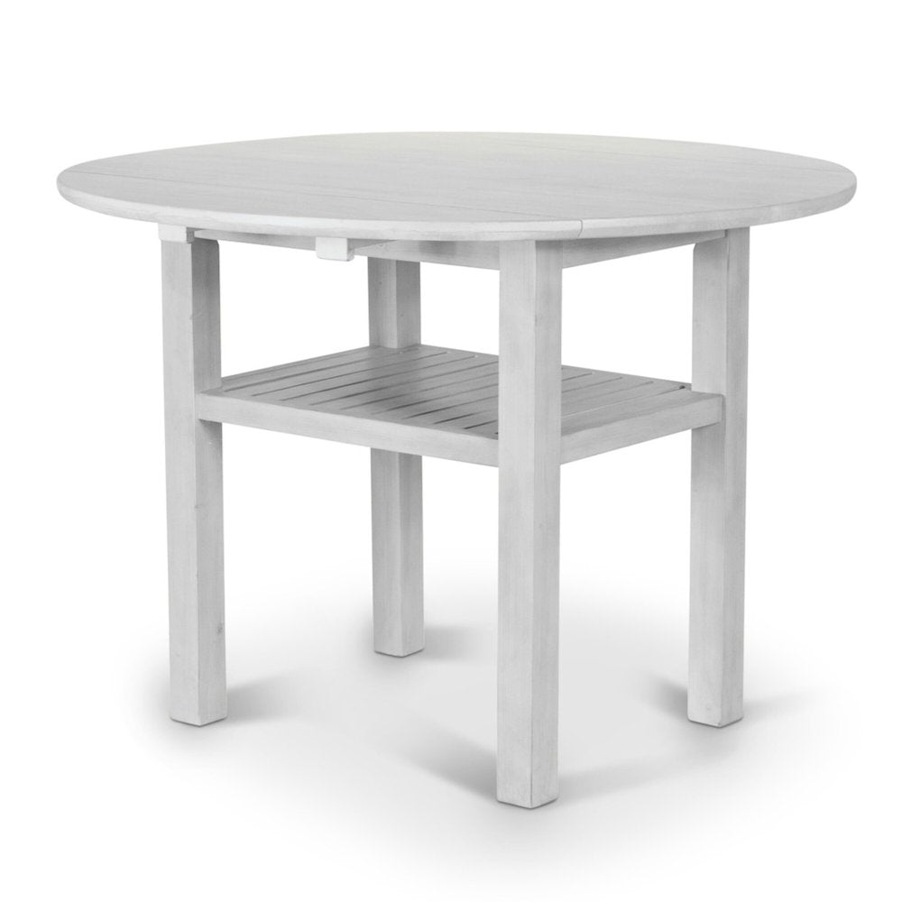Geneva - 42" Drop Leaf Dining Table with Shelf - Distressed White Finish