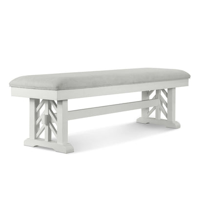 Miramar - 62" Upholstered Bench - Stark White Finish - Sand Upholstery