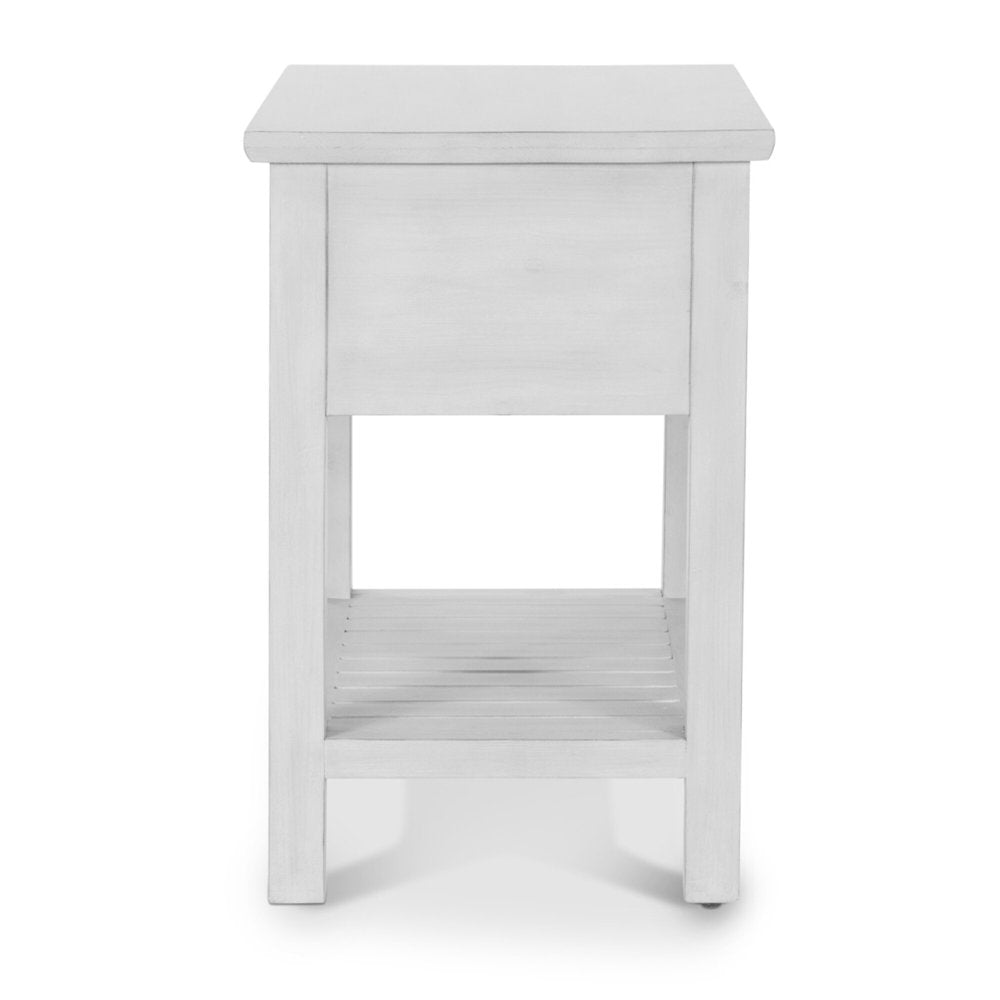 Geneva - 1-Drawer Chairside Table - Distressed White Finish
