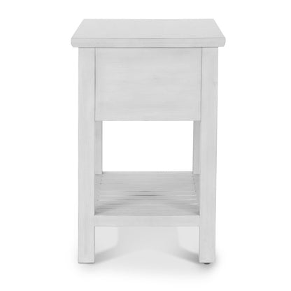 Geneva - 1-Drawer Chairside Table - Distressed White Finish
