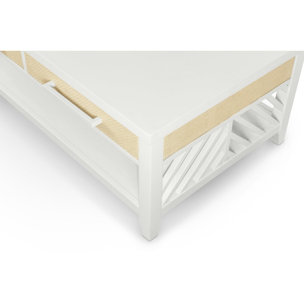 Miramar - 2-Drawer Cocktail Table with Casters - Sand and Stark White Finish