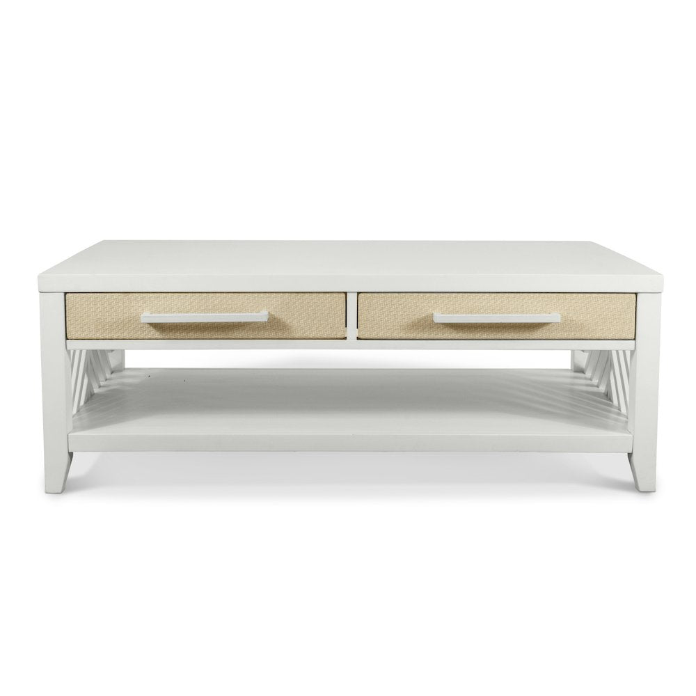 Miramar - 2-Drawer Cocktail Table with Casters - Sand and Stark White Finish