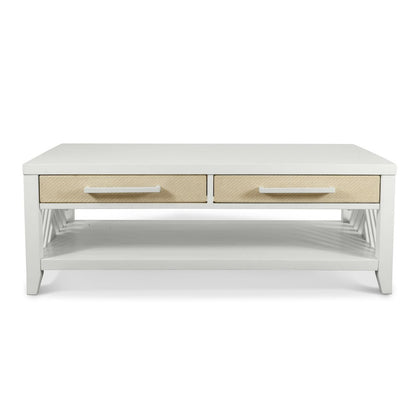 Miramar - 2-Drawer Cocktail Table with Casters - Sand and Stark White Finish