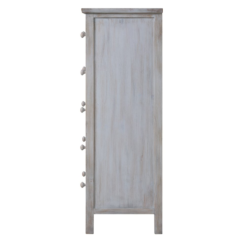 Geneva - 5 Drawer Chest - Distressed White Finish