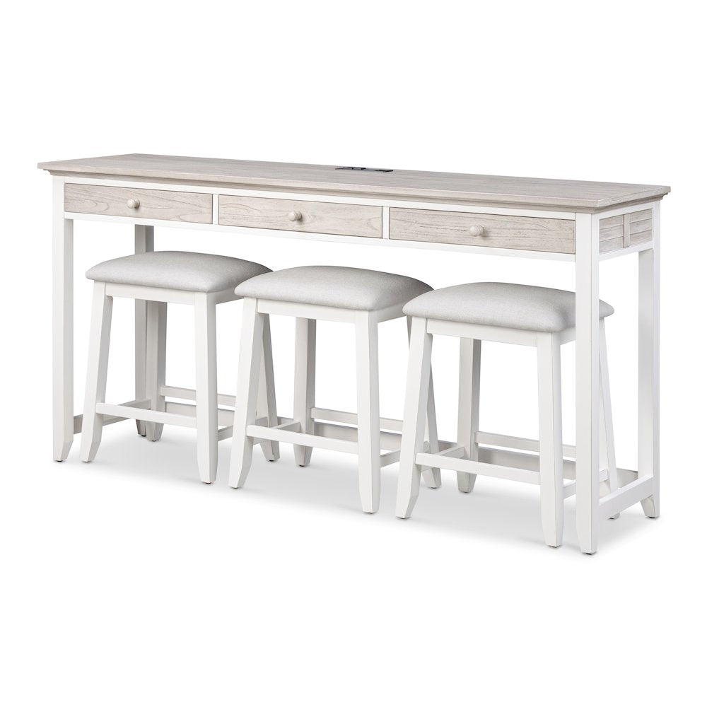 Islamorada - 3-Drawer Console with Power Strip, USB-A and USB-C Port - Dapple