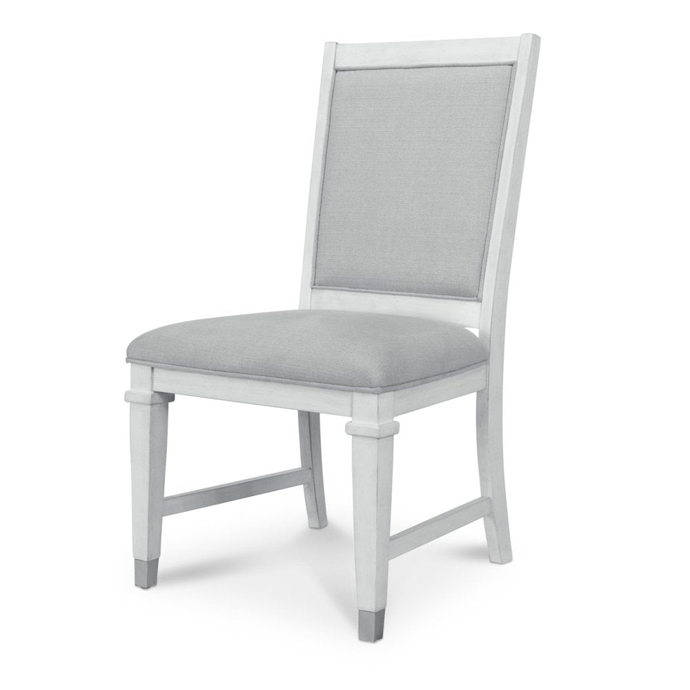 Point Breeze - Upholstered Side Chair - Set of 2 - Fresh White Finish - Grey