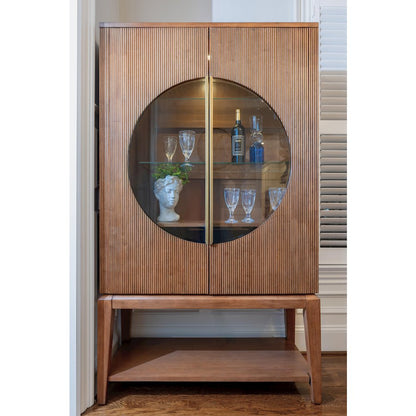 Manhattan Valley - Curio with Touch Lighting - Vintage Chestnut Finish