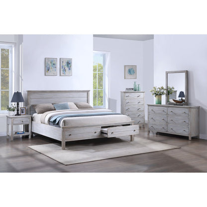 Geneva - Storage Bed - King - Distressed White Finish