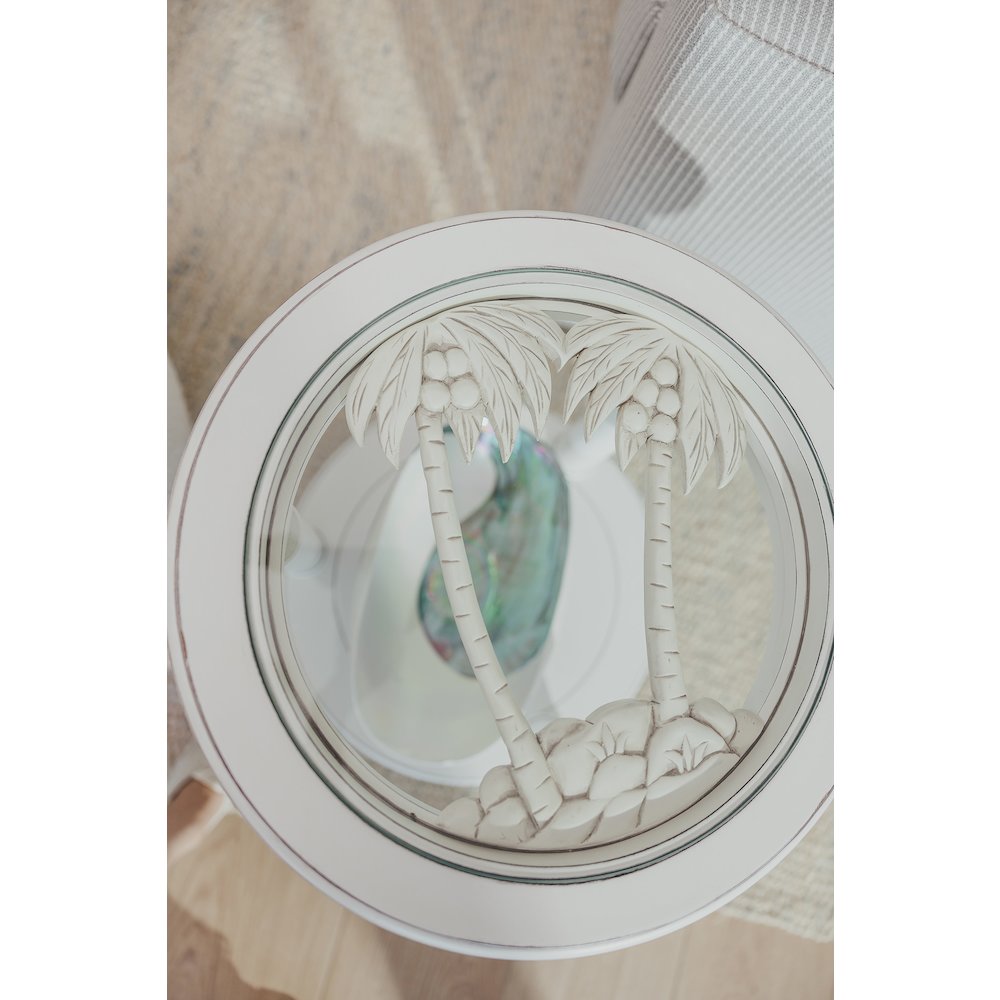 Monaco - Oval Coffee Table - Palms Insert - Blanc Finish