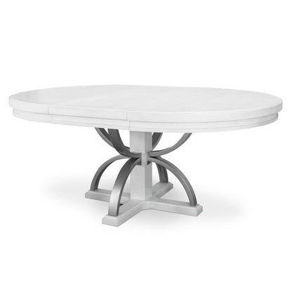 Point Breeze - Round Dining Table with Metal and 20" Leaf (52"-72") - Fresh