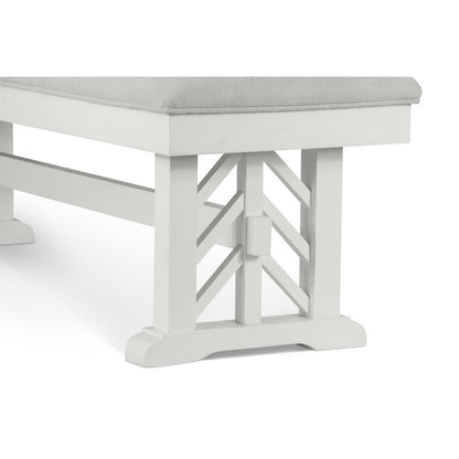 Miramar - 62" Upholstered Bench - Stark White Finish - Sand Upholstery