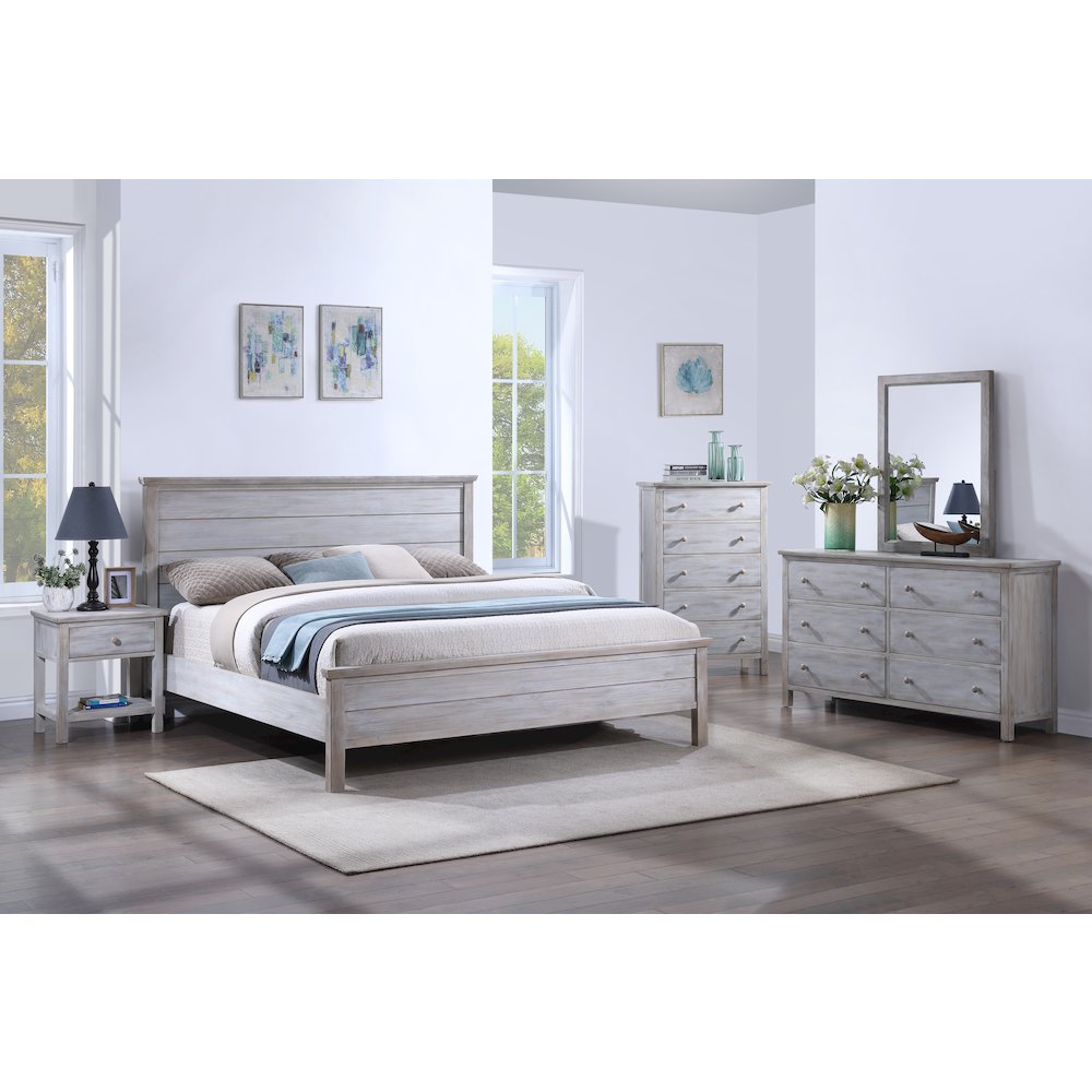 Geneva - Panel Bed - Queen - Distressed White Finish