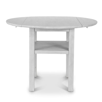 Geneva - 42" Drop Leaf Dining Table with Shelf - Distressed White Finish