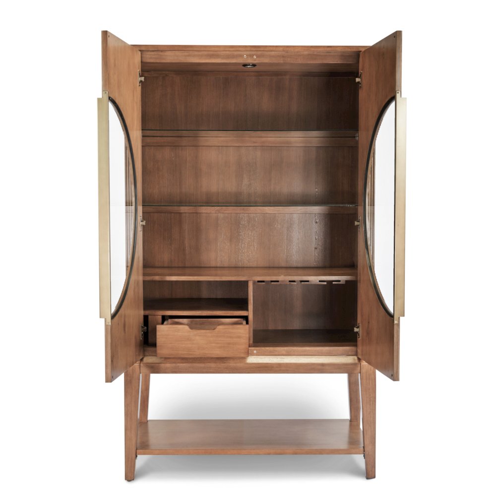 Manhattan Valley - Curio with Touch Lighting - Vintage Chestnut Finish