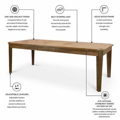 Sun Haven - Rectangular Extendable Dining Table with Self Storing Leaf