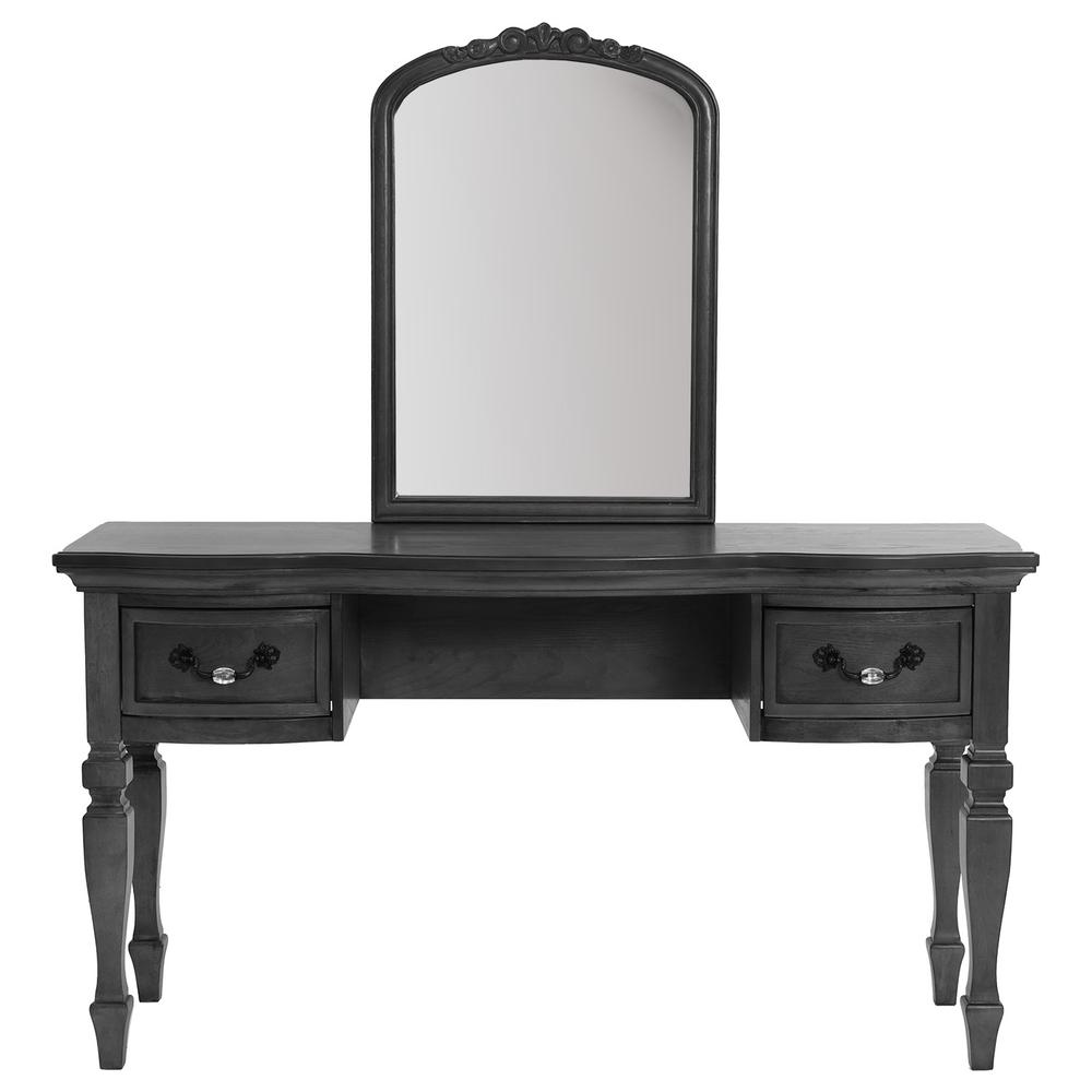 Wooden Makeup Vanity Set Desk, Mirror and Stool - Gray