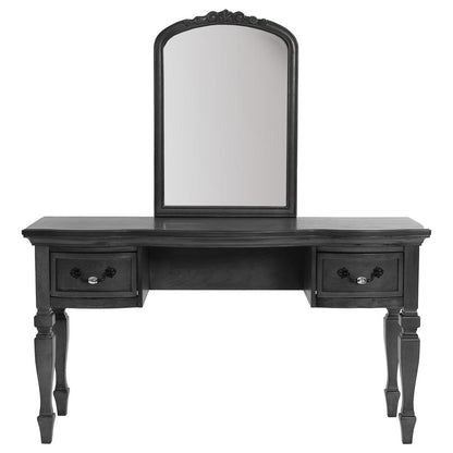 Wooden Makeup Vanity Set Desk, Mirror and Stool - Gray