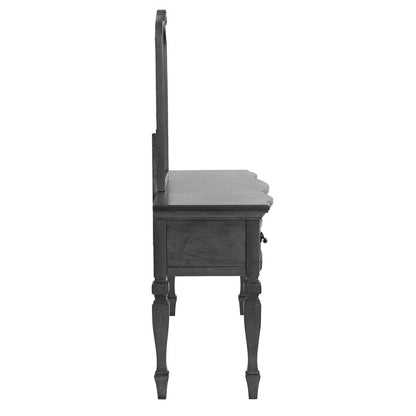 Wooden Makeup Vanity Set Desk, Mirror and Stool - Gray